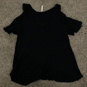Free people black T-shirt open shoulder